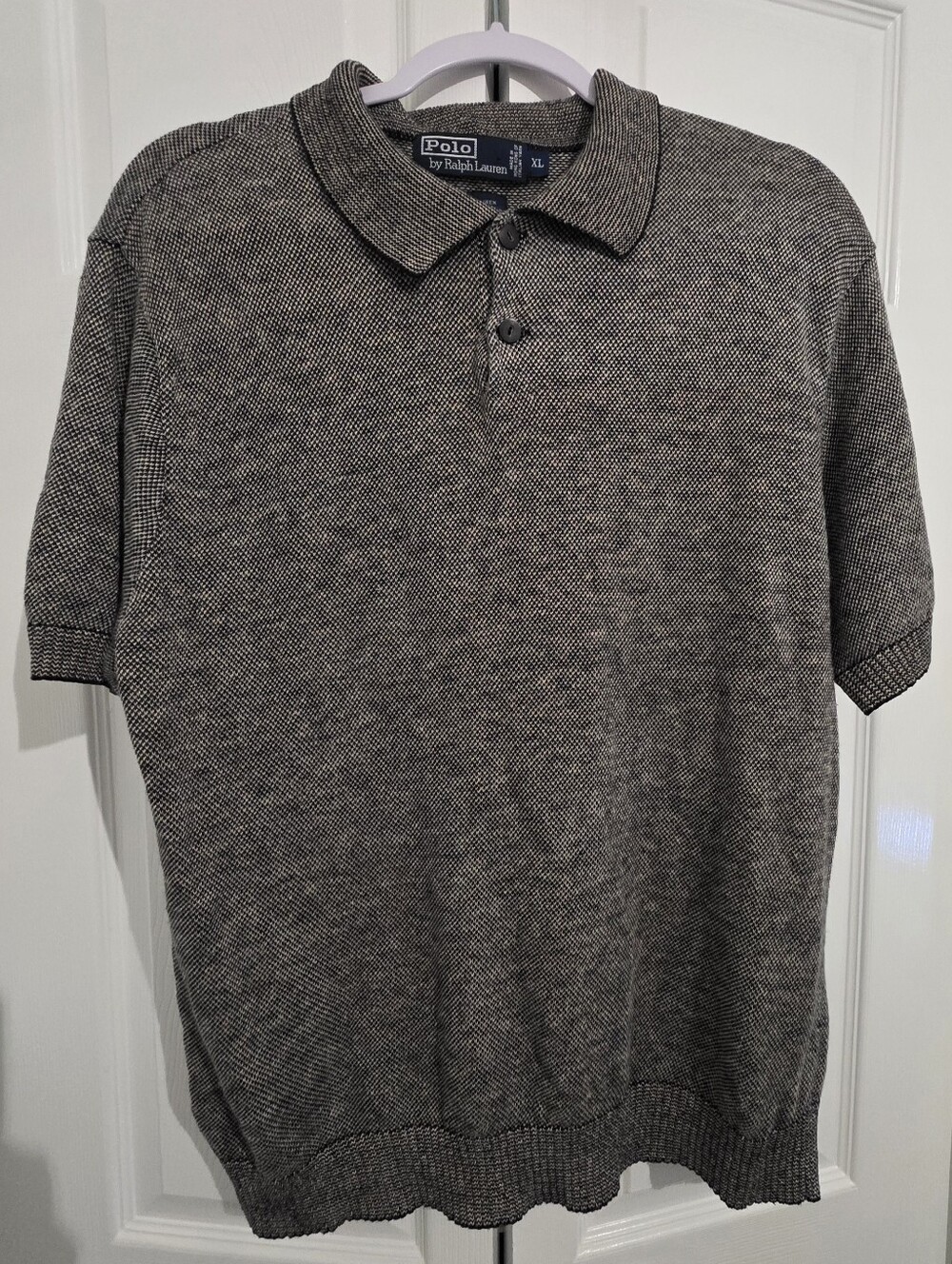 Polo by Ralph Lauren Heathered Gray Linen Knit Short-Sleeve Polo Sz XL